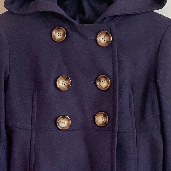 Michael by Michael Kors Hooded Wool Peacoat Double Breasted Plum Purple 4 - Picture 5 of 16